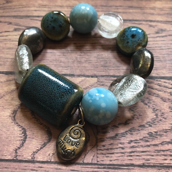 Laugh Often - Love Much Blue Stretchy Bracelet - Picture 10 of 10